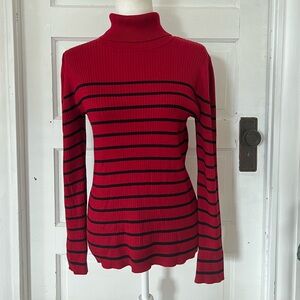 DKNY | Ribbed-Knit Striped Turtleneck Sweater